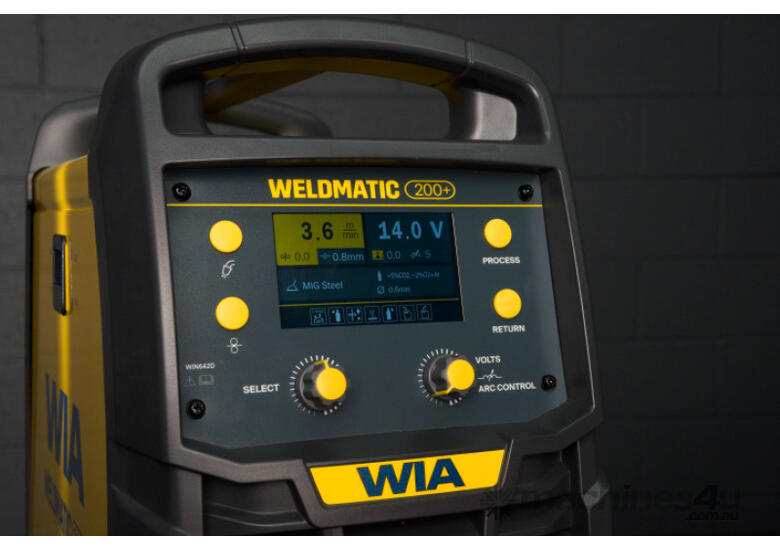 caption WIA Weldmatic 200+ Inverter Package with LCD Display