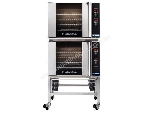 Turbofan E31D4/2C - Half Size Tray Digital Electric Convection Ovens Double Stacked With Castor Base