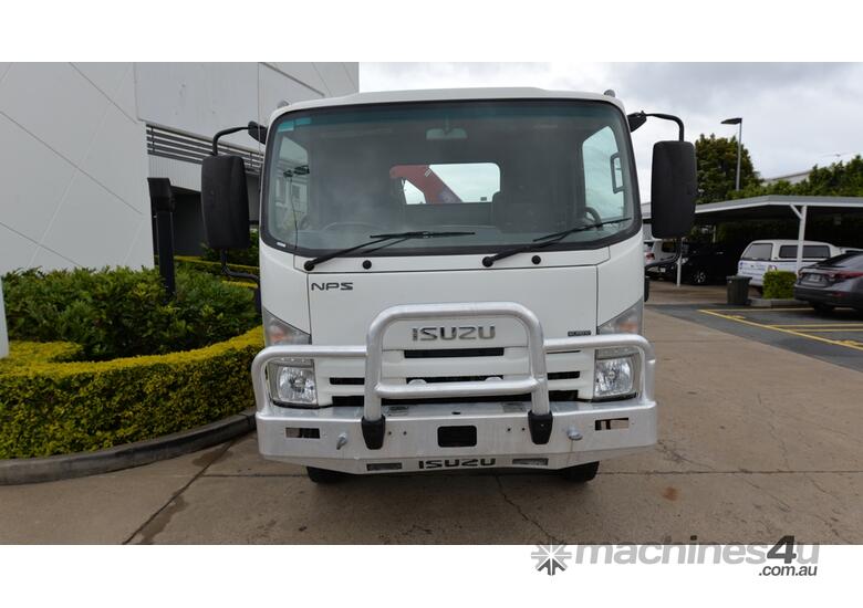 caption 2010 ISUZU NPS 300 - 4X4 - Tray Top Drop Sides - Truck Mounted Crane