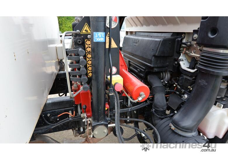 caption 2010 ISUZU NPS 300 - 4X4 - Tray Top Drop Sides - Truck Mounted Crane