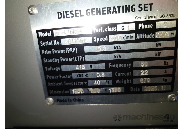 caption TOMAHAWK 15KVA KUBOTA GENERATOR