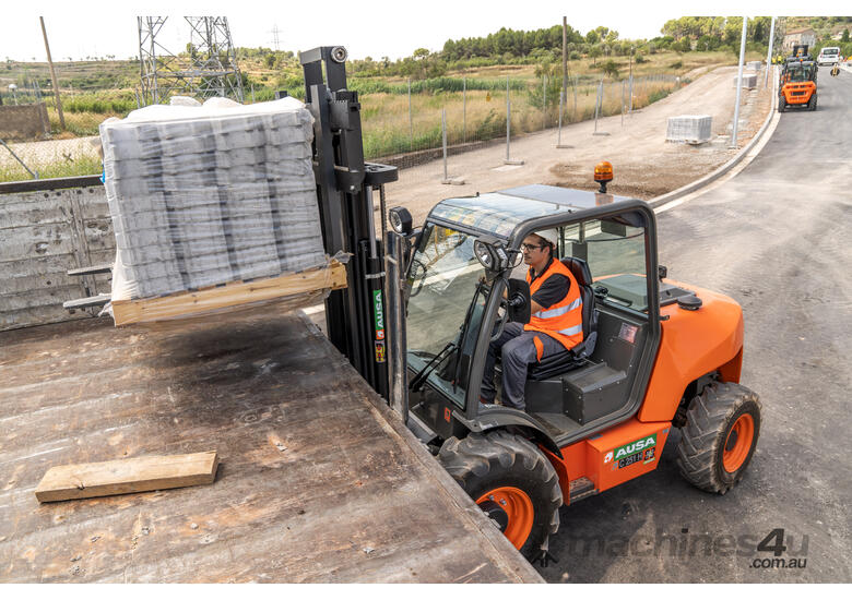 caption AUSA C251H Rough Terrain Forklift - Open Cab / 3.7m Triplex Mast