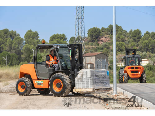 caption AUSA C251H Rough Terrain Forklift - Open Cab / 3.7m Triplex Mast