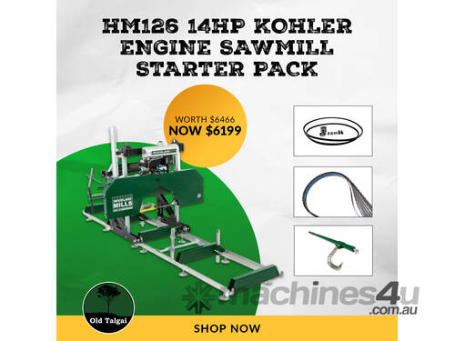 caption Introducing the HM126 14HP Portable Sawmill Starter Pack: Your Ultimate Milling Solution!