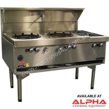 Goldstein CWA2B2 Air Cooled Gas Wok - Double with Side Burners