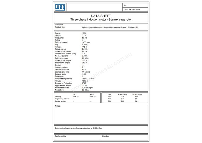 caption 3kW 4Pole Motor