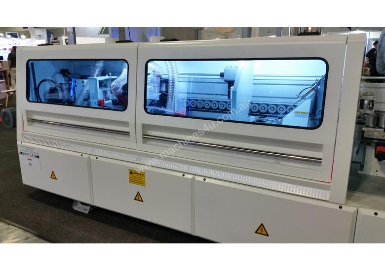 caption NANXING Touch Screen 3 speed up to 24m/min Auto Edgebander NBC332 with extra Corner Rounding Machine