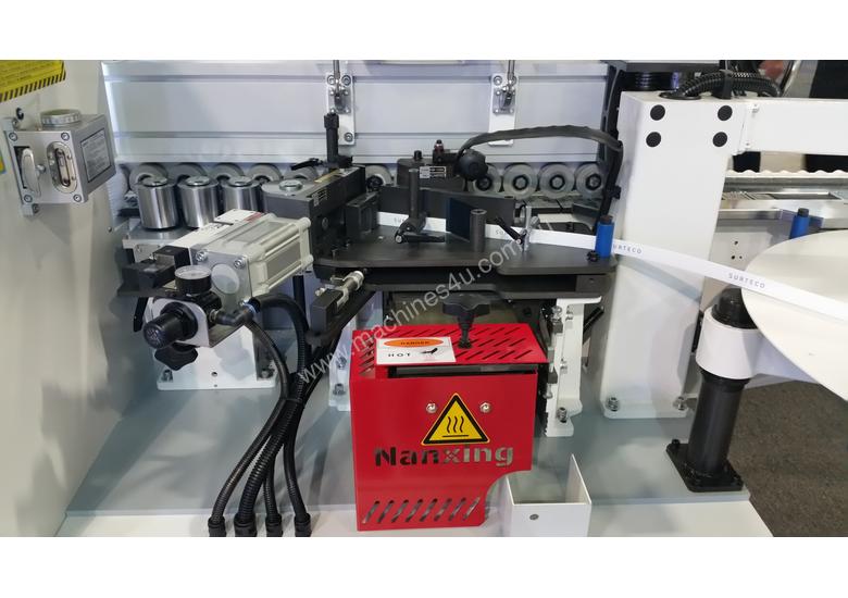 caption NANXING Touch Screen 3 speed up to 24m/min Auto Edgebander NBC332 with extra Corner Rounding Machine