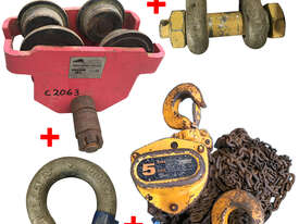 PWB Anchor Chain Hoist 5 Ton x 6m Drop, 5 Ton Beaver Girder Trolley and 2 x 6.5 Ton Bow Shackles - picture0' - Click to enlarge
