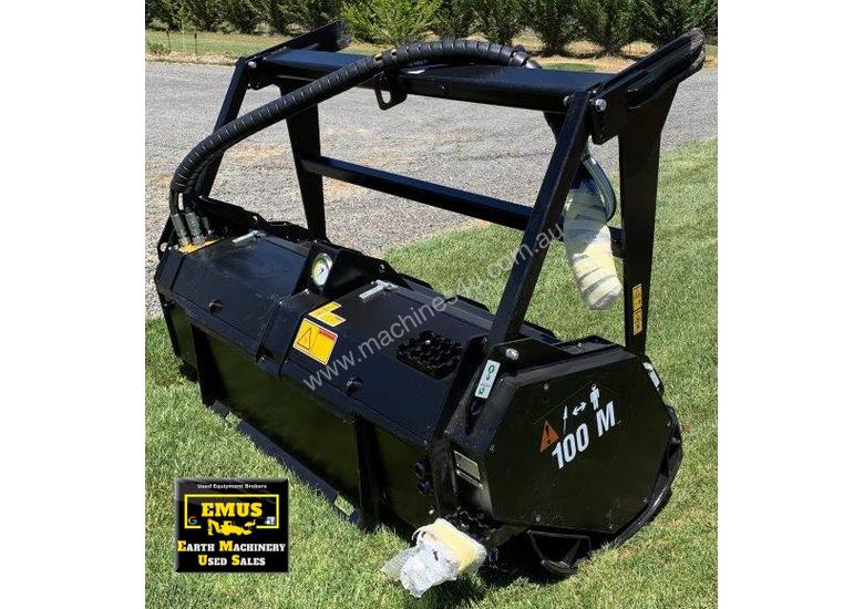 caption 2018 CAT Skid Steer Mulcher, never used. E.M.U.S. AS189