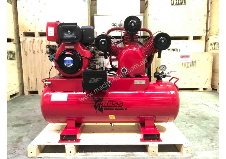 caption BOSS 42 CFM/ 10HP DIESEL COMPRESSOR ON 160L TANK