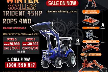 TRIDENT WINTER SALES 45HP 4WD CANOPY TRACTOR WITH 4IN1 BUCKET COMBO DEAL 3 YEARS WARRANTY