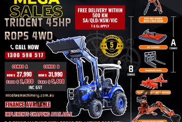 TRIDENT 45HP 4WD Canopy Tractor with 4-in-1 Bucket Combo Deal (5 Years Warranty)