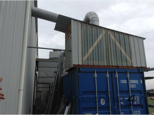 Dust extraction system with hopper, motor and electrical box, and lots of ducting 