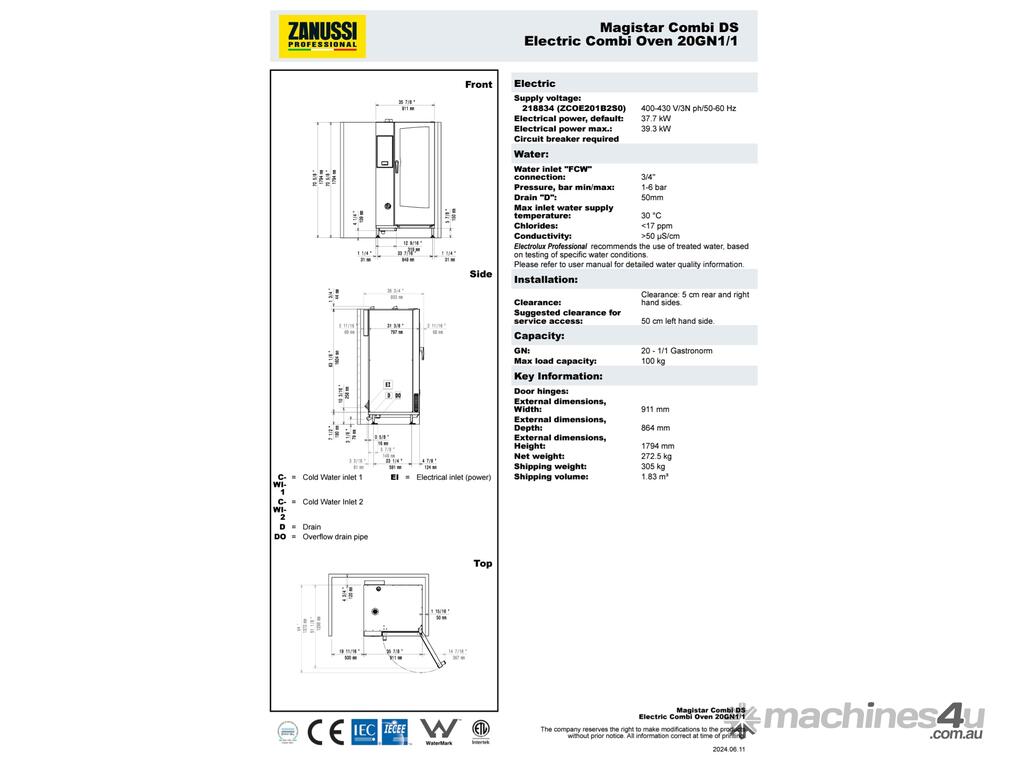 Used zanussi Zanussi Magistar 20 gn 1 1 ds Electric combi ovenProduct code 218834 Oven Ranges