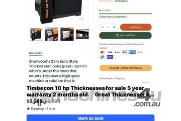 2 months old Sherwood Thicknesser 10 hp 3 motors 5 years warranty