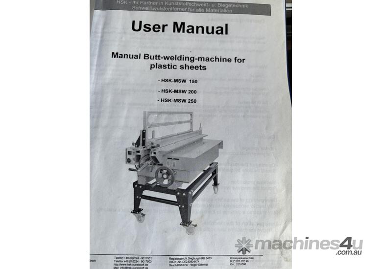 Manual Butt-Welding Machines for sheets up 1500 long x 20 thick