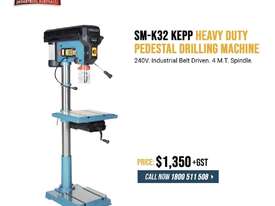 Industrial Pedestal Drill - Belt Drive, Reverse Vice, LED Lamp - picture0' - Click to enlarge