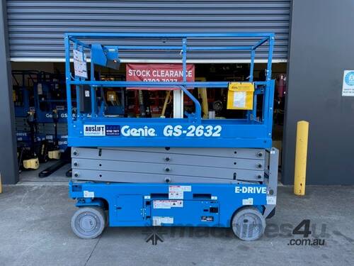 caption Genie GS2632 26ft Electric Narrow Scissor Lift - Optional Trailer Package