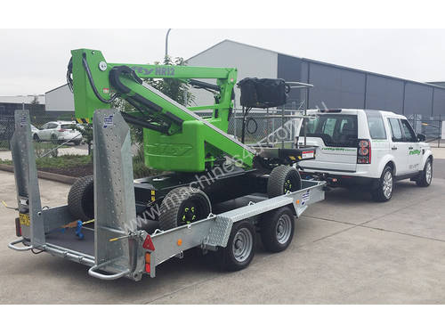 Nifty HR12L low weight electric cherry picker - under 3.5 tonnes including trailer pack