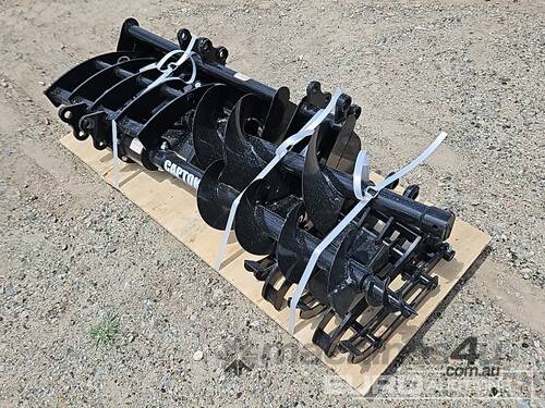 Unused Captok Mini Excavator Attachments, QTY (8) Quick Hitch, Rake,  Ripper, Auger, 12