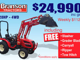 Branson 2900H - 28HP Sub Compact Tractor with 4 in 1 loader and 5 Piece Implements Pack - picture0' - Click to enlarge