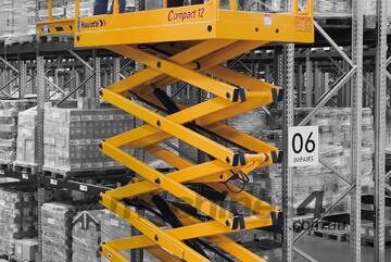 Haulotte Compact 12 - 32ft Electric Scissor Lift Narrow Design for Tight Spaces with Low Emissions