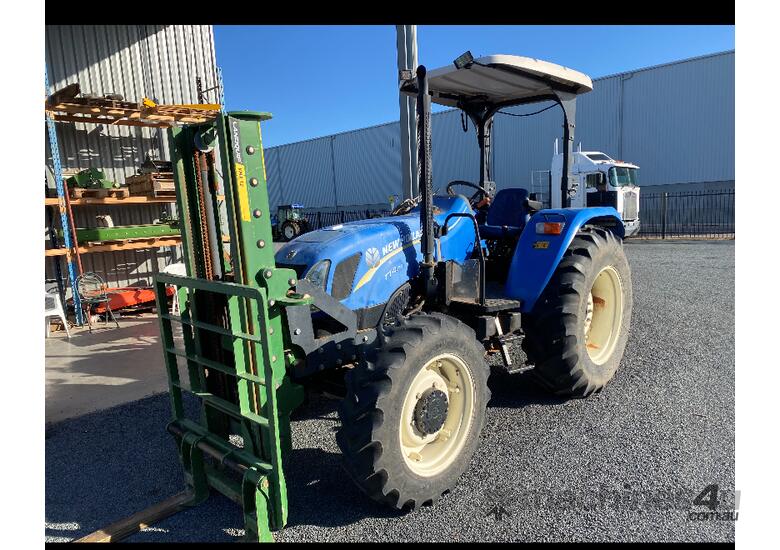 caption New Holland TT4.75 4WD Tractor with 3M 1.2 Ton side Fork