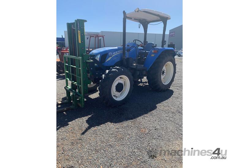 caption New Holland TT4.75 4WD Tractor with 3M 1.2 Ton side Fork