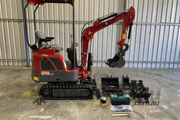 1.3 ton excavator with attachments for just $18,990+GST or around $89 per week on finance