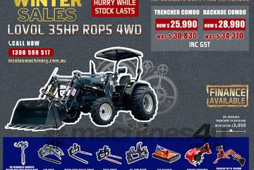 LOVOL 35HP 4WD CANOPY TRACTOR WITH 4IN1 BUCKET COMBO DEAL 3 YEARS LABOUR AND PARTS WARRANTY