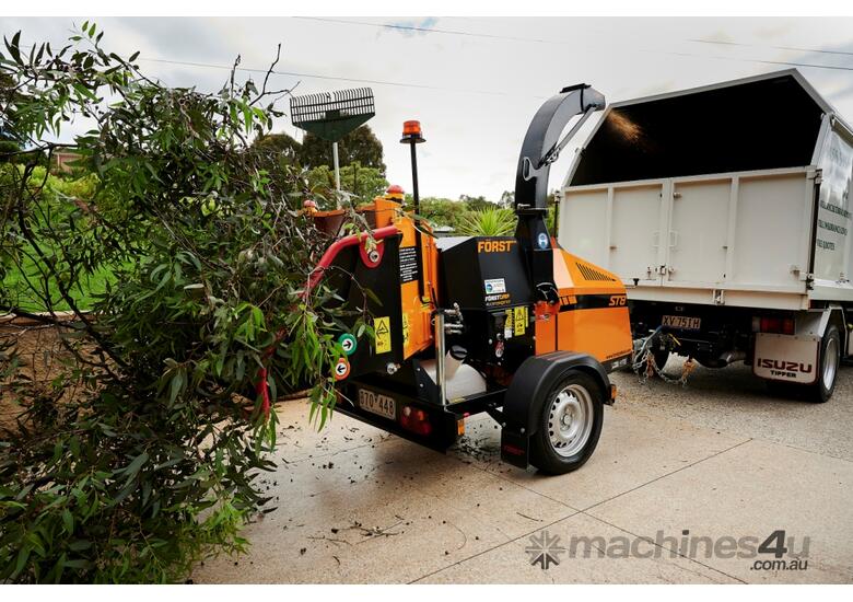 caption Used Forst ST8D - Trailer Mounted 8-inch Wood Chipper | Started Work: 21-Mar-25