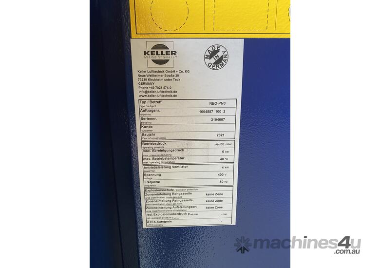 Used 2021 Keller Keller Dust Collector NeoPN3 Laser fume dust