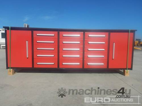 Unused Steelman 3.0m Work Bench/Tool Cabinet