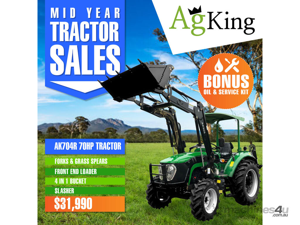 New 2024 Agking AgKing - 70HP Tractor ROPS 4WD AK704R with FEL Package ...