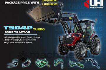 90HP UHI T904P Tractor with 7 Attachments and Turbo