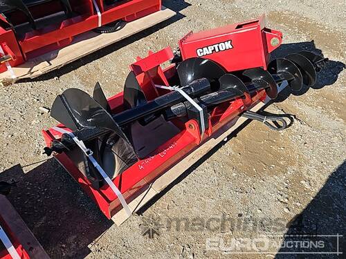 caption Unused Captok Hydraulic Auger Drive & 3 Augers to suit Skidsteer Loader