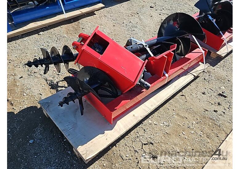 caption Unused Captok Hydraulic Auger Drive & 3 Augers to suit Skidsteer Loader