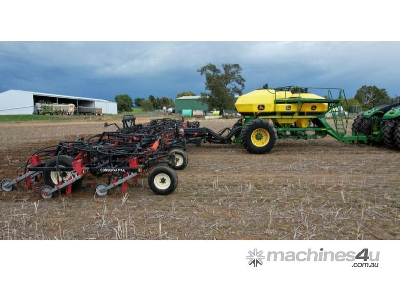 caption Airseeder - Conservapak 55FT Bar & JD 1910 250 bushel Aircart