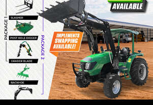 AgKing - 50HP Tractor ROPS 4WD AK504 with FEL & 4in1 Bucket