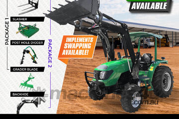 AgKing - 50HP Tractor ROPS 4WD AK504 with FEL & 4in1 Bucket