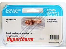 Hypertherm 45A Electrode 220669 Powermax45 with T45v/T45m Torch (Does not suit 45XP) (Pack of 5) - picture1' - Click to enlarge
