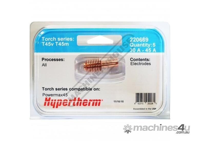 Hypertherm 45A Electrode 220669 Powermax45 with T45v/T45m Torch (Does not suit 45XP) (Pack of 5)