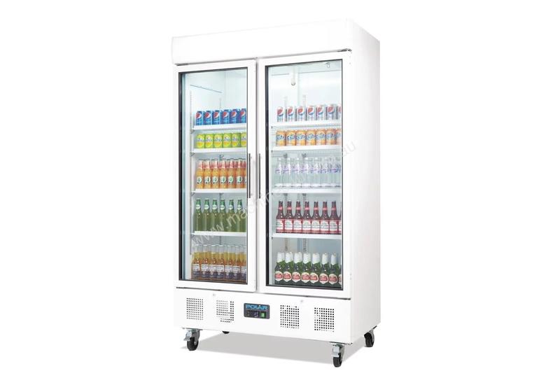 caption Polar CD984-A - Upright Display Chiller 944Ltr Double Door Fridge