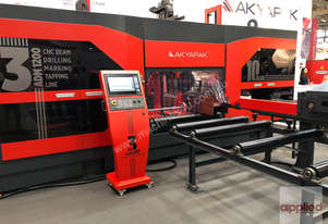 NEW Akyapak 3ADM-1200 10 Axis, 3 spindle CNC Beam Drilling Line ... **STRUCTURAL STEEL**