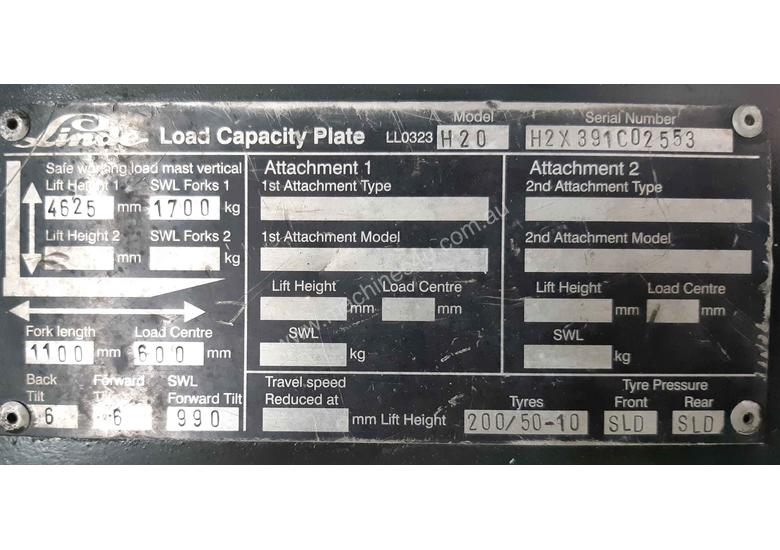caption Used Forklift: H20D Genuine Preowned Linde 2t