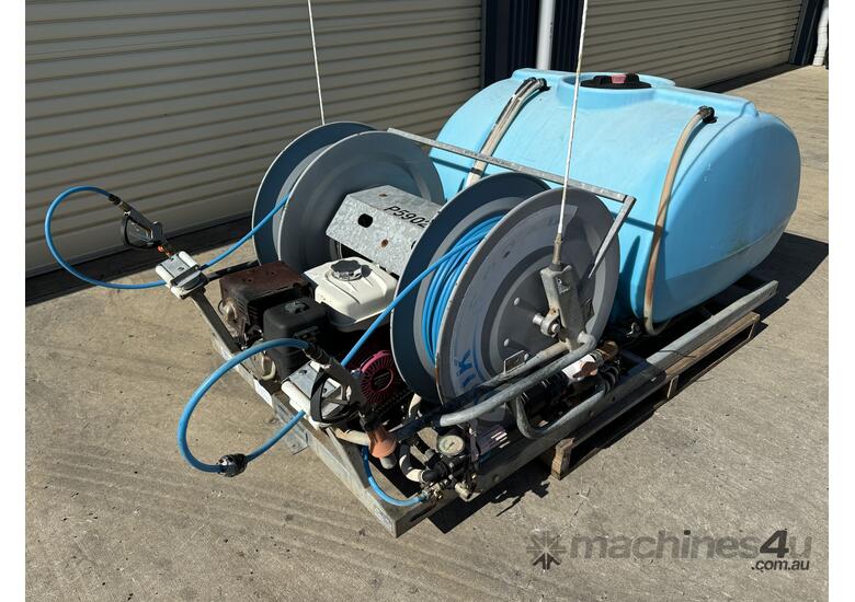 caption Quikcorp Quikspray 600 Litre Twin Reel Remote Control Weed Spray Unit. Ex Council.