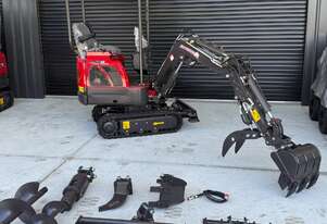 Rhinoceros XN12SE 1.2T Mini Excavator, Kubota Engine, Swing Boom, Expandable Tracks