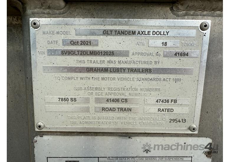 caption 2021 Graham Lusty Trailers Tandem Axle Dolly