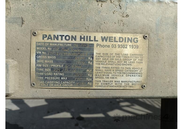 caption 2013 Panton Hill Dual Axle Plant Trailer